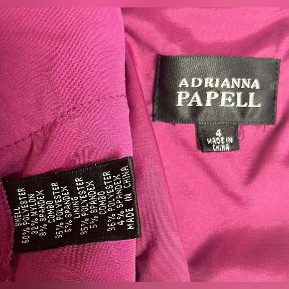 ADRIANNA PAPELL Magenta Shutter Pleats Tiered Sleeveless Cocktail Dress 
Size 4 - Picture 6 of 6